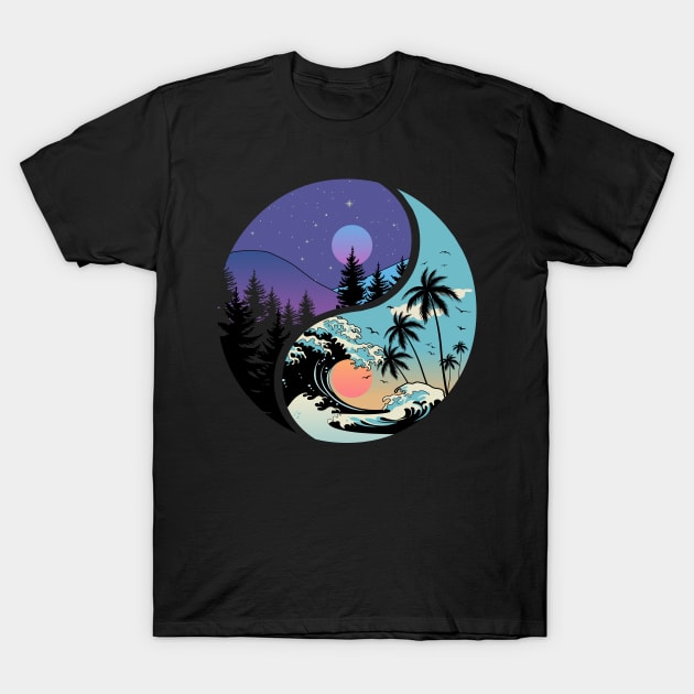 Balance and nature, winter and summer, Yin and Yang. T-Shirt by DaveLeonardo